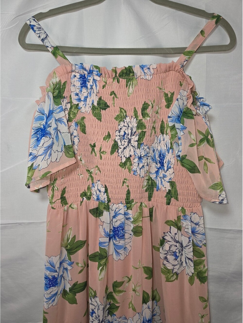 As U Wish Floral Maxi Dress Women’s Size M Pink Blue & White